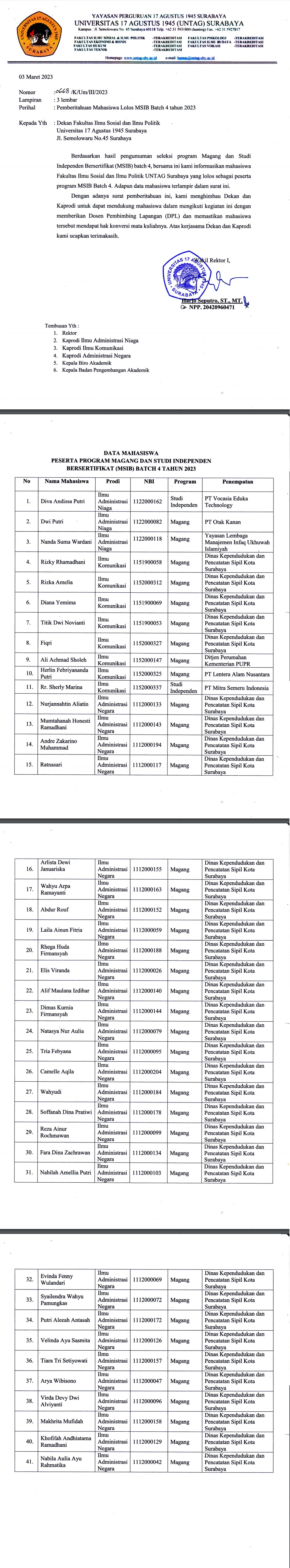 MAHASISWA LOLOS MSIB BATCH 4 TAHUN 2023