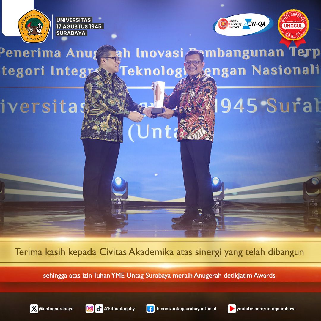 Rektor Untag Surabaya Raih Penghargaan Bergengsi di detikJatim Awards 2024