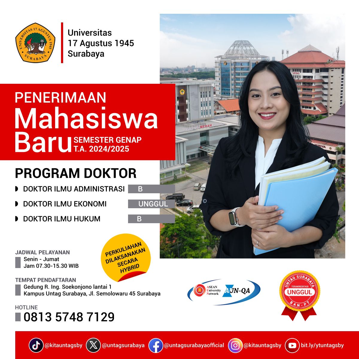 Penerimaan Mahasiswa Baru Program Doktor Semester Genap T.A. 2024/2025 di UNTAG Surabaya