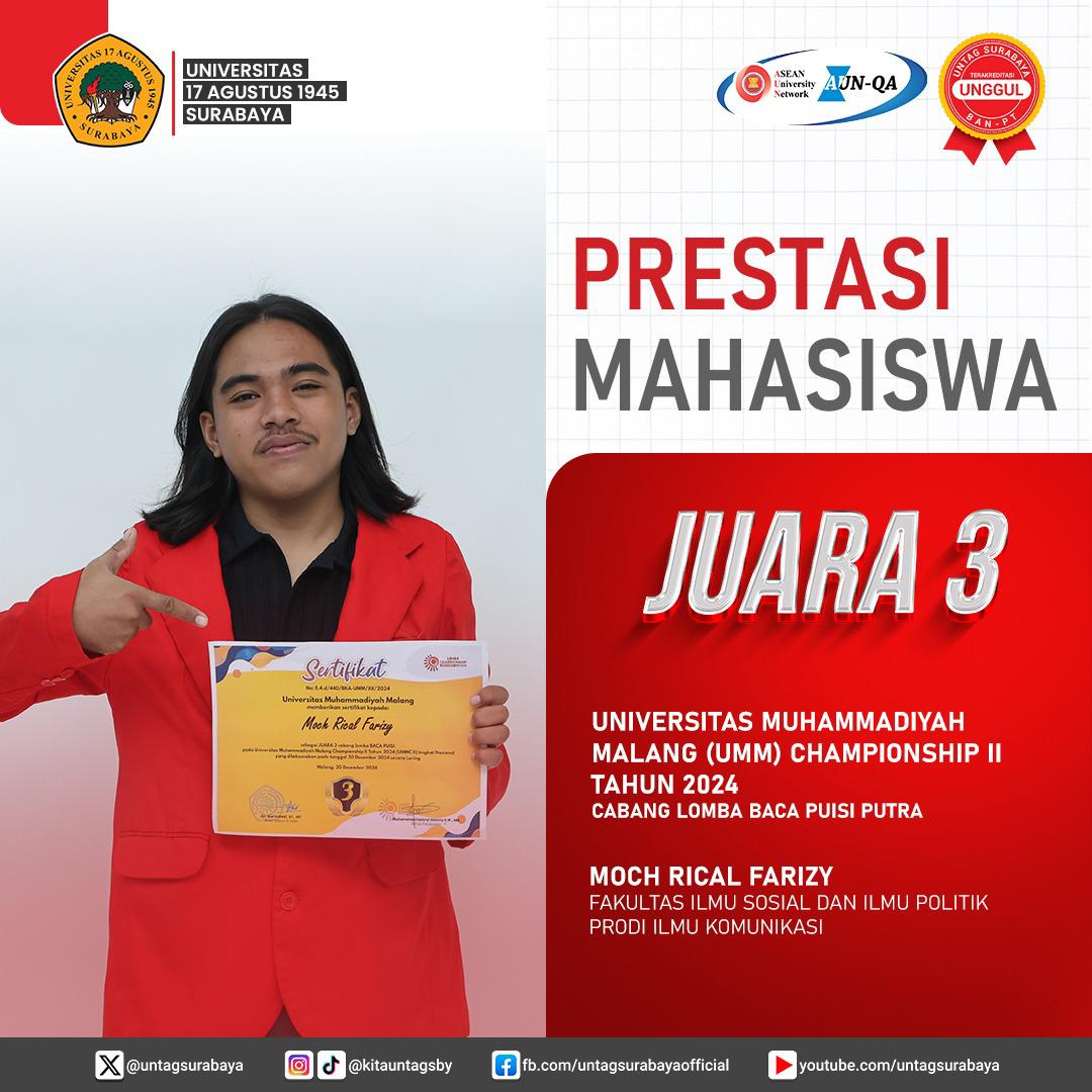 Mahasiswa Universitas 17 Agustus 1945 Surabaya Raih Juara 3 di UMM Championship II 2024