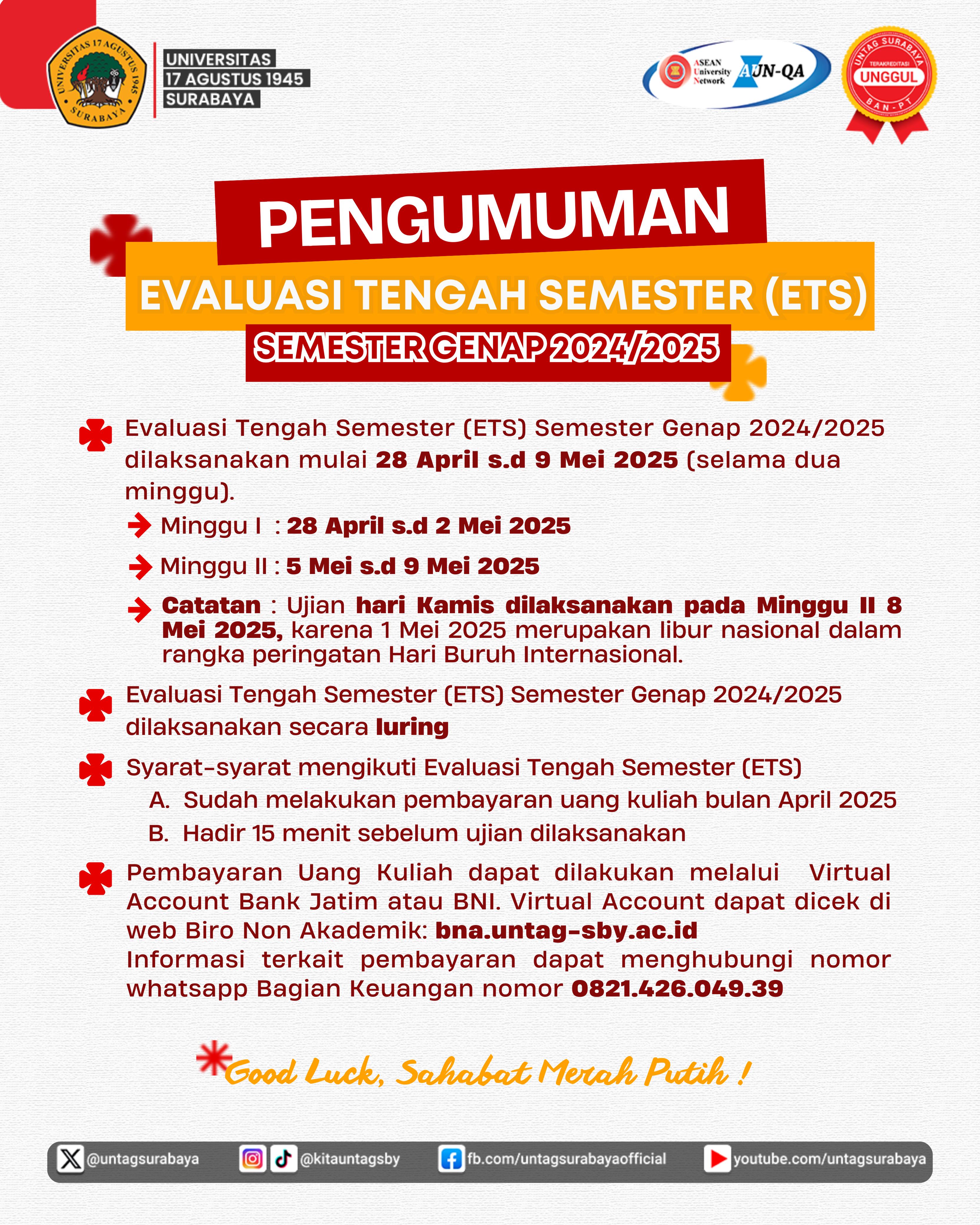 Pengumuman Evaluasi Tengah Semester (ETS)