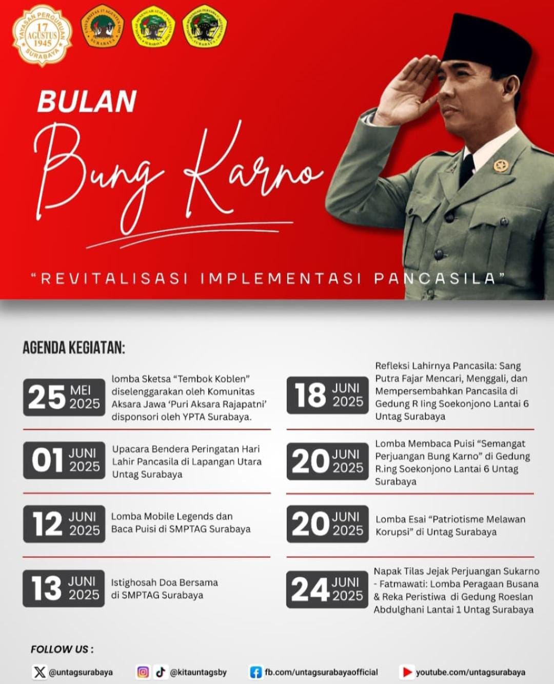 Revitalisasi Implementasi Pancasila di Bulan Bung Karno 2025: FISIP Untag Surabaya Ambil Bagian Aktif