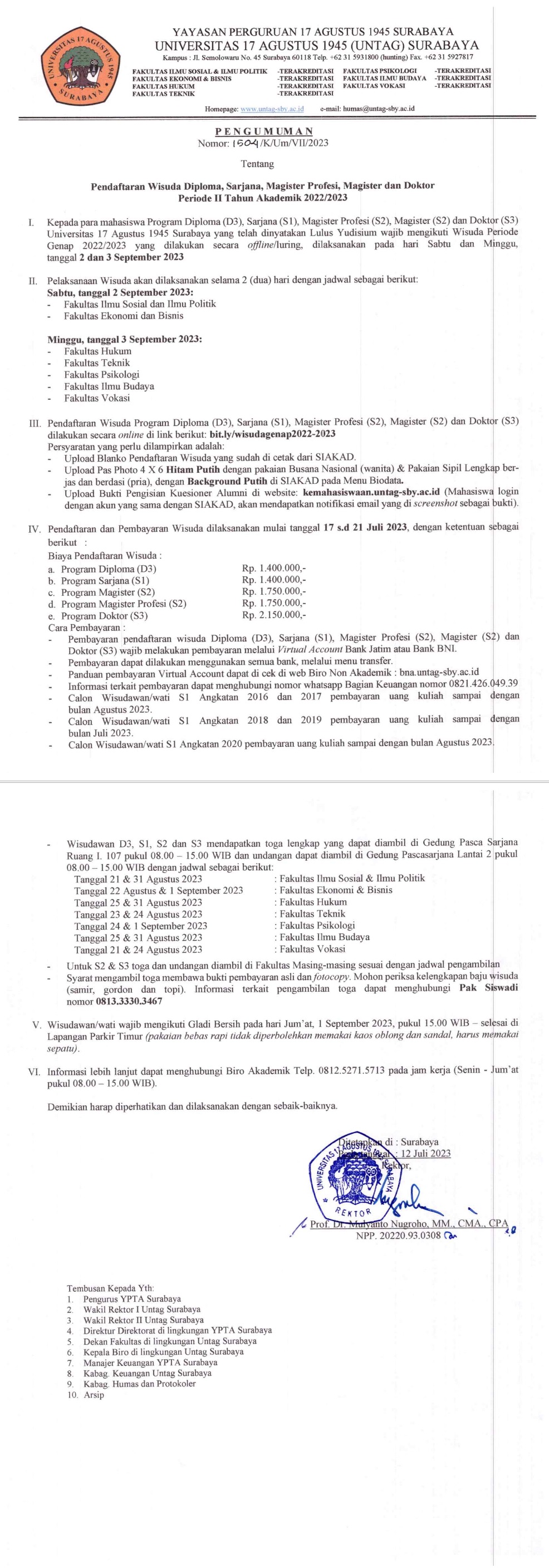 PENDAFTARAN WISUDA GENAP 2022/2023